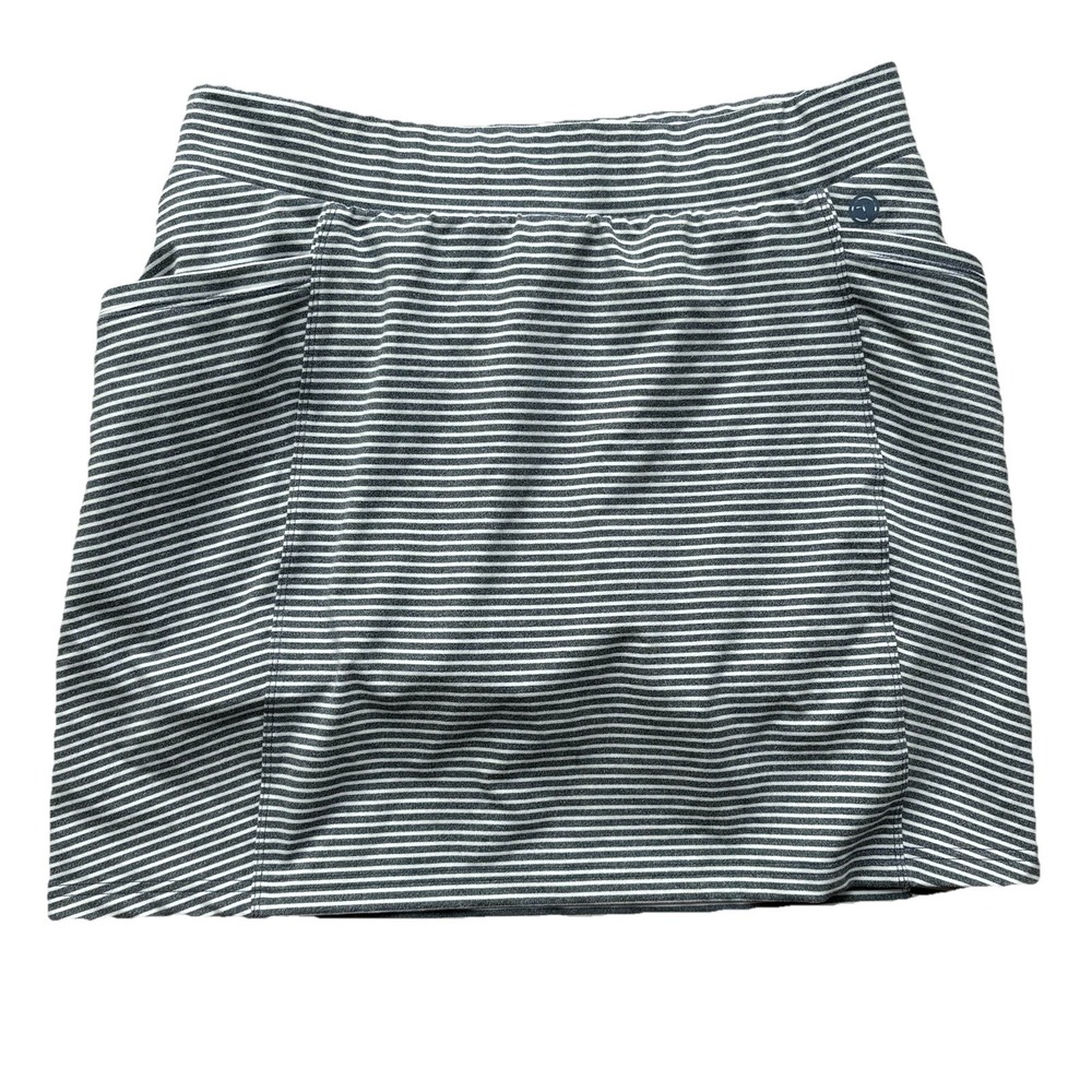 T Talbots Skort Grey Striped Athletic Golf Pickleball Tennis Pockets Sz Mp